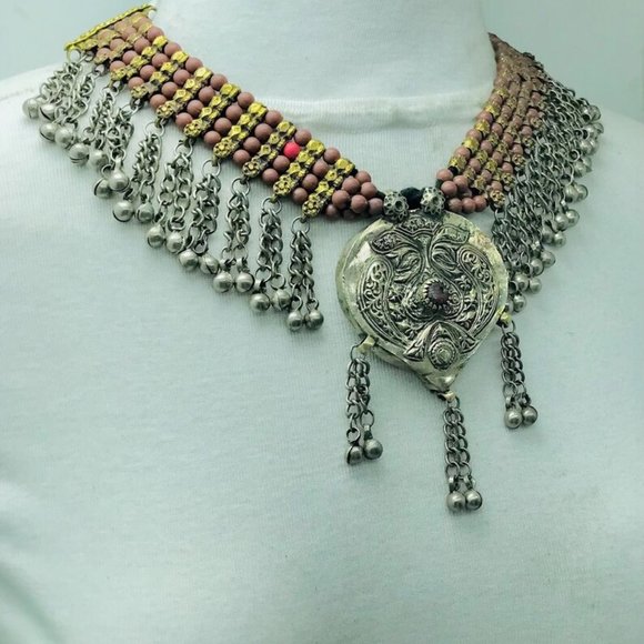 Multilayer Beaded Chain Necklac Handmade Tribal Beaded Necklace With Leaf Shap - Picture 6 of 10